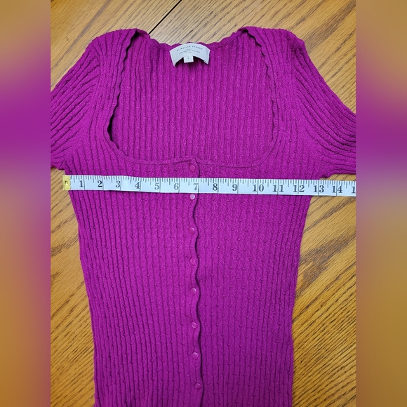 Sézane Ambroise Cardigan in Bright Plum Size Small Ribbed Knit Button Down - Picture 7 of 11